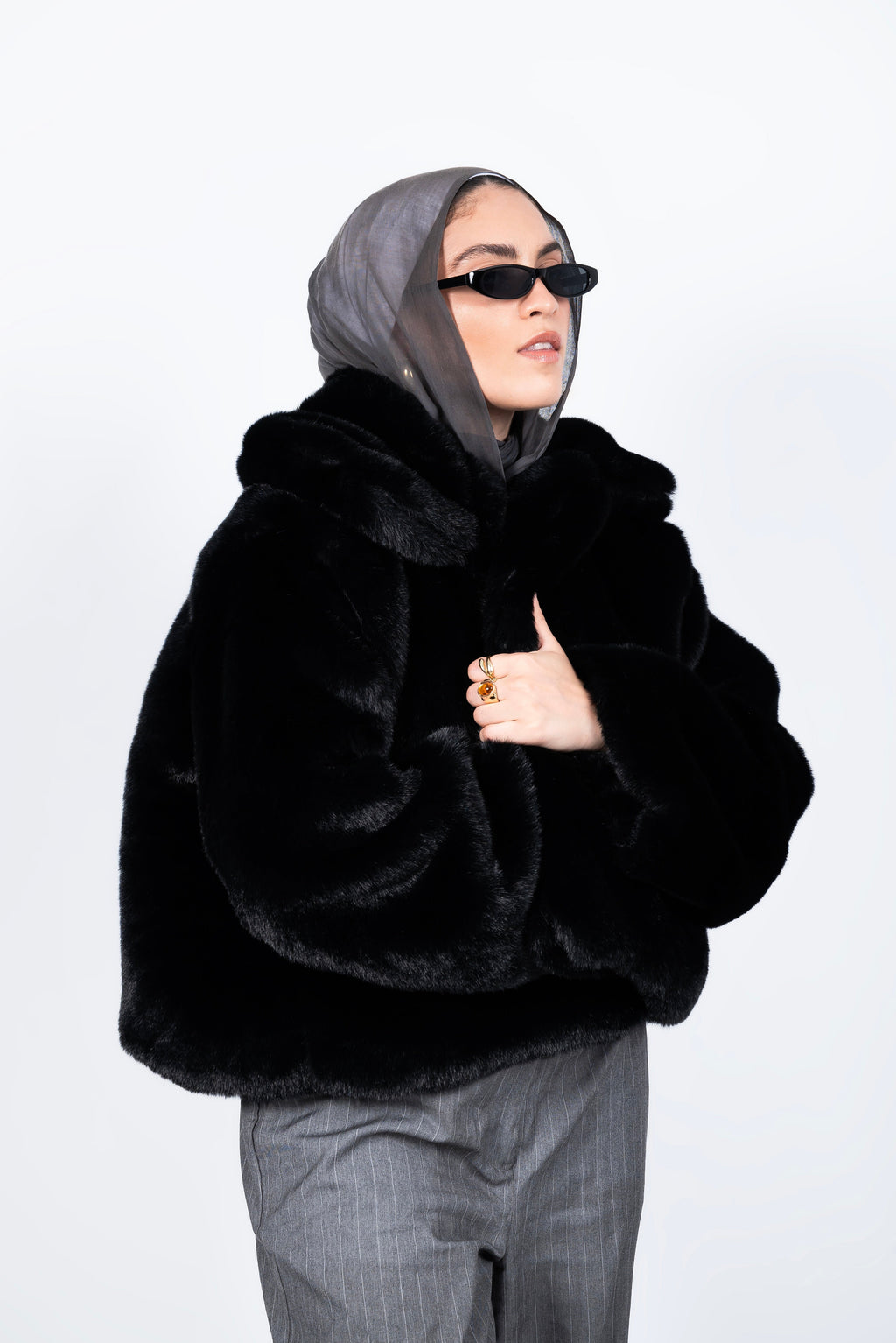 Fur jacket black
