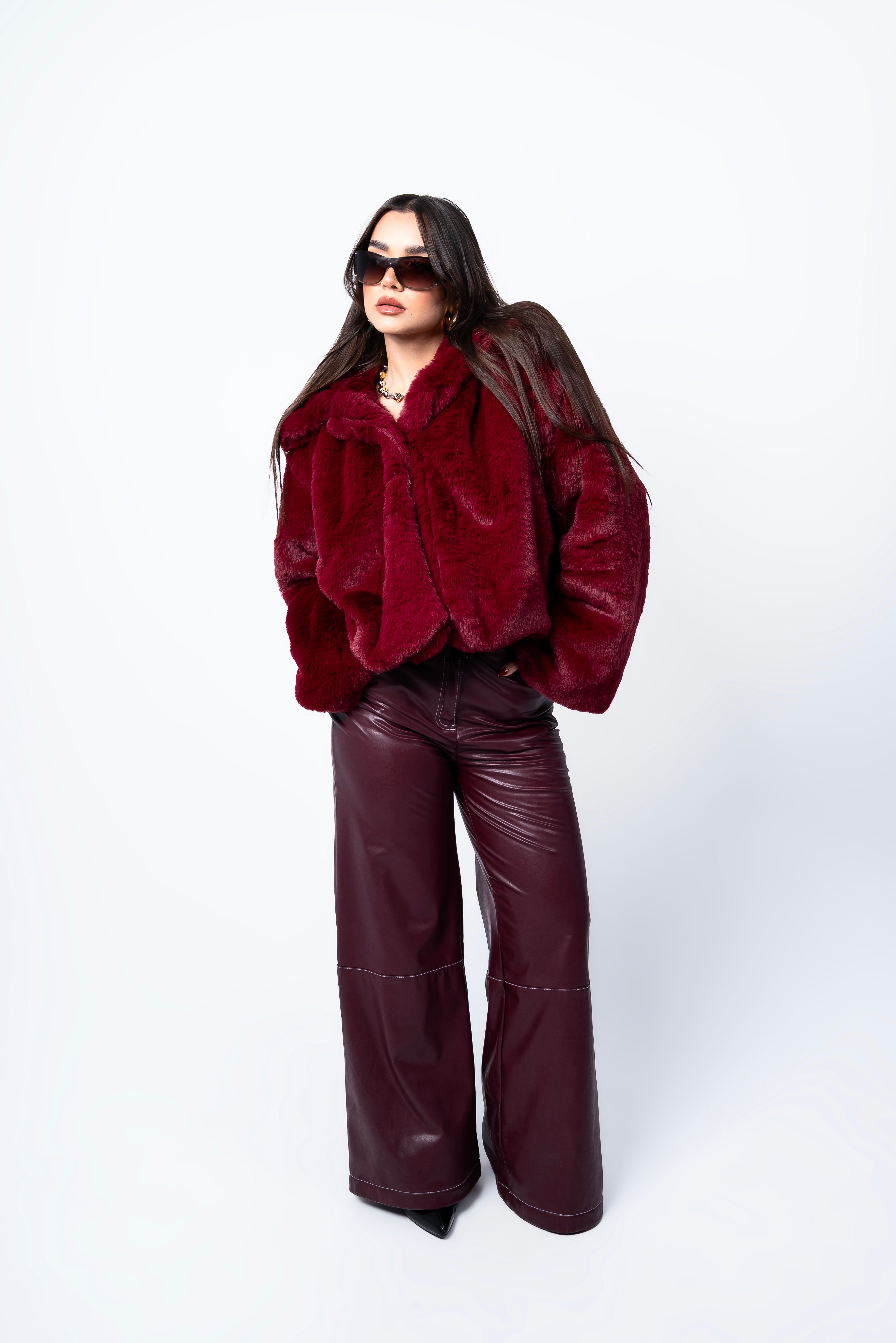 Leather pants burgundy