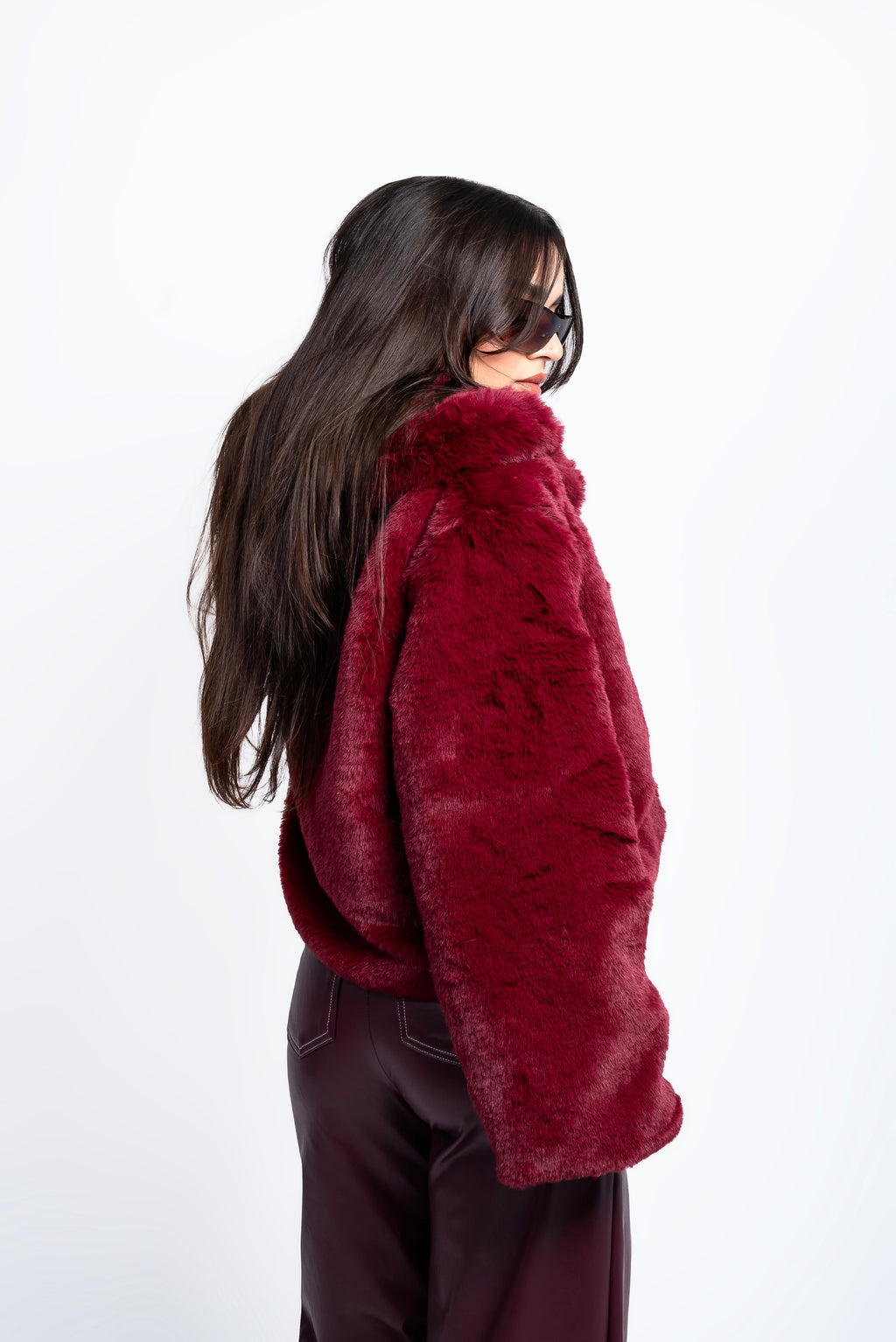 Fur jacket burgundy