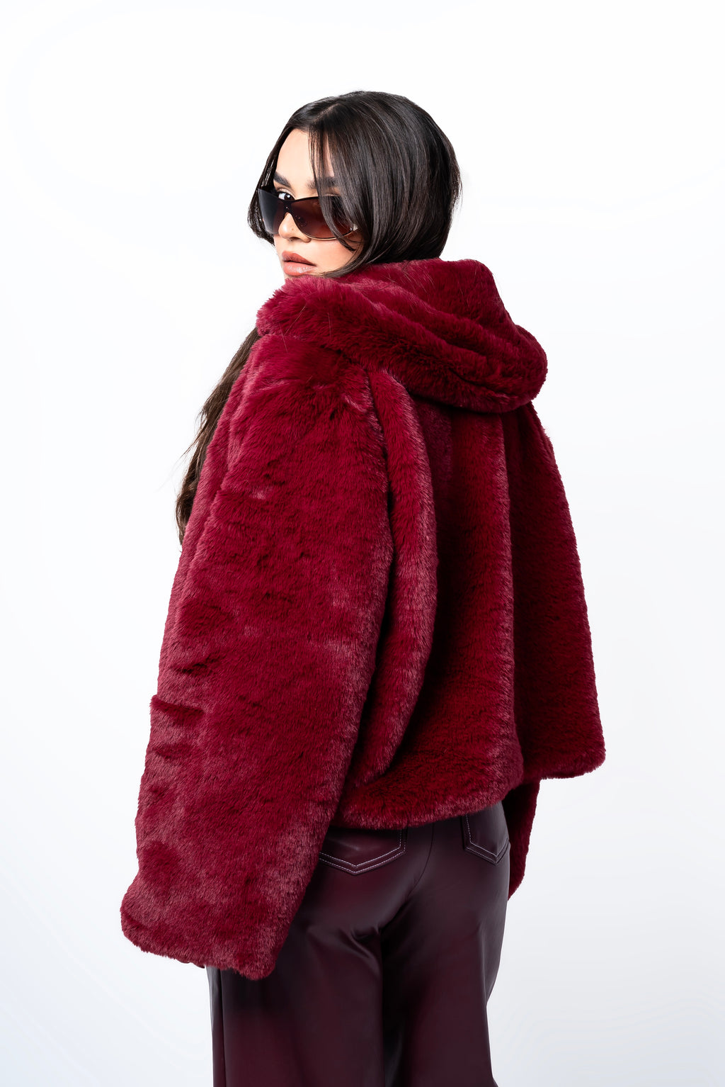Fur jacket burgundy