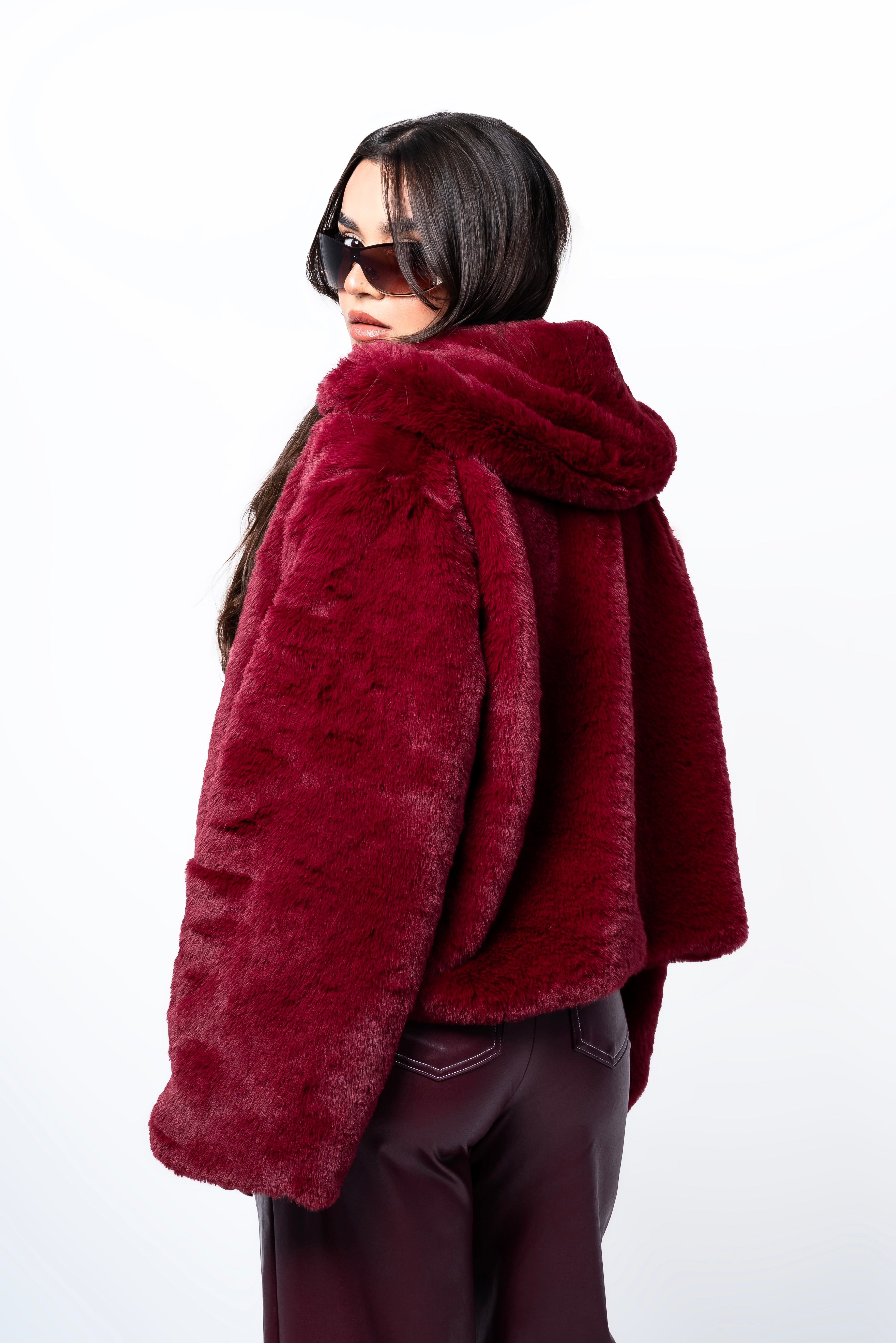 Fur jacket burgundy