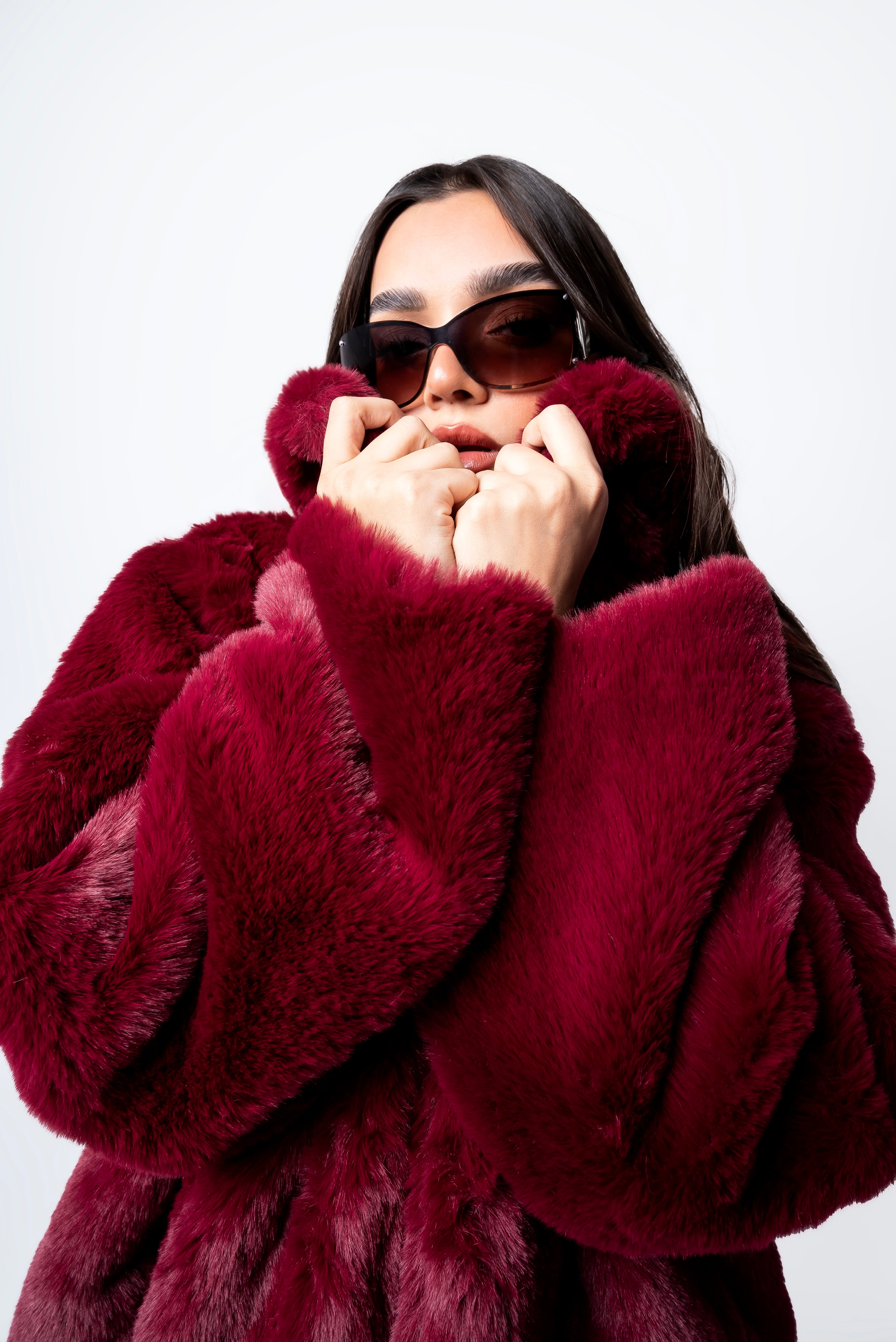 Fur jacket burgundy