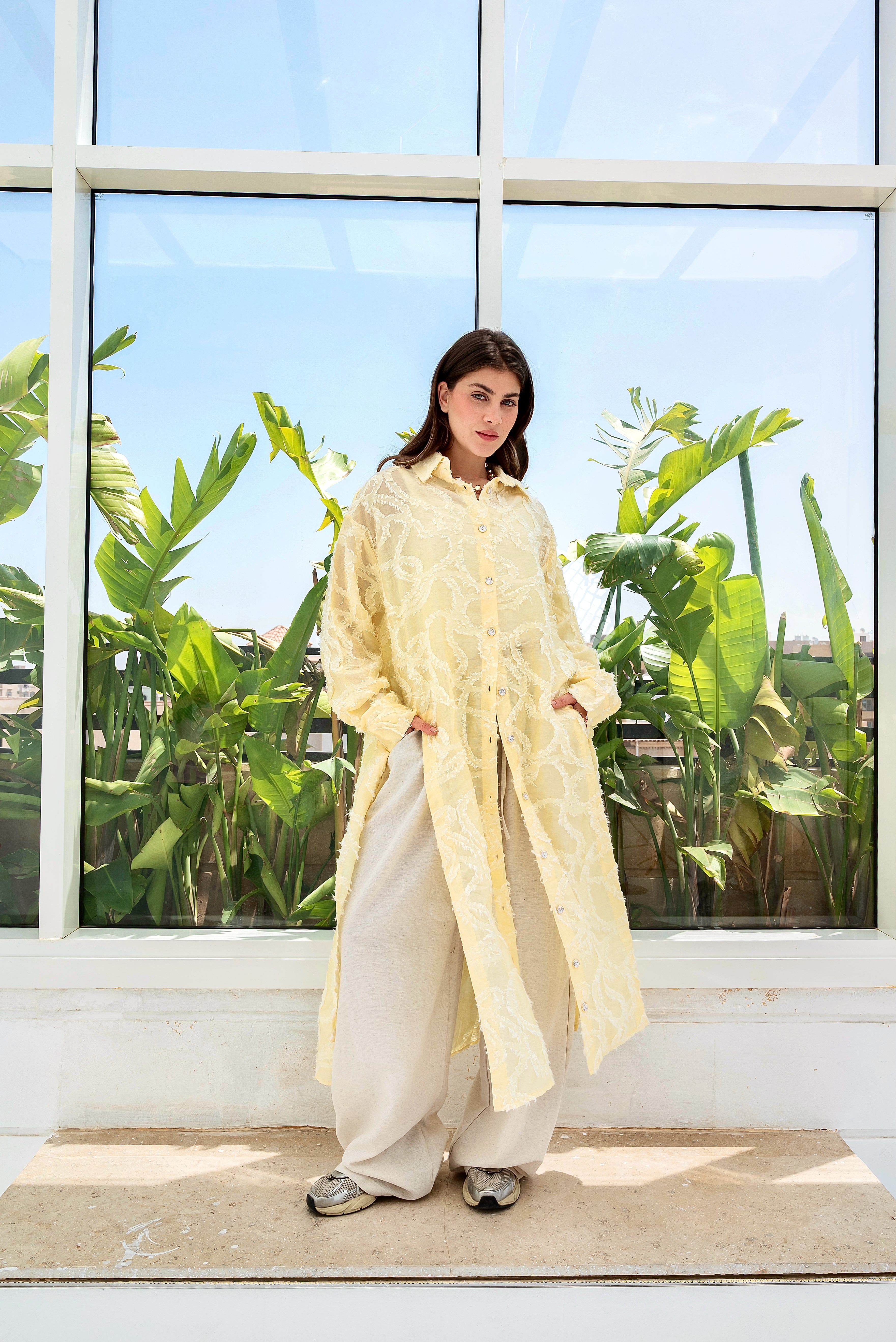 WHISPER-TEXTURED LONGLINE KIMONO