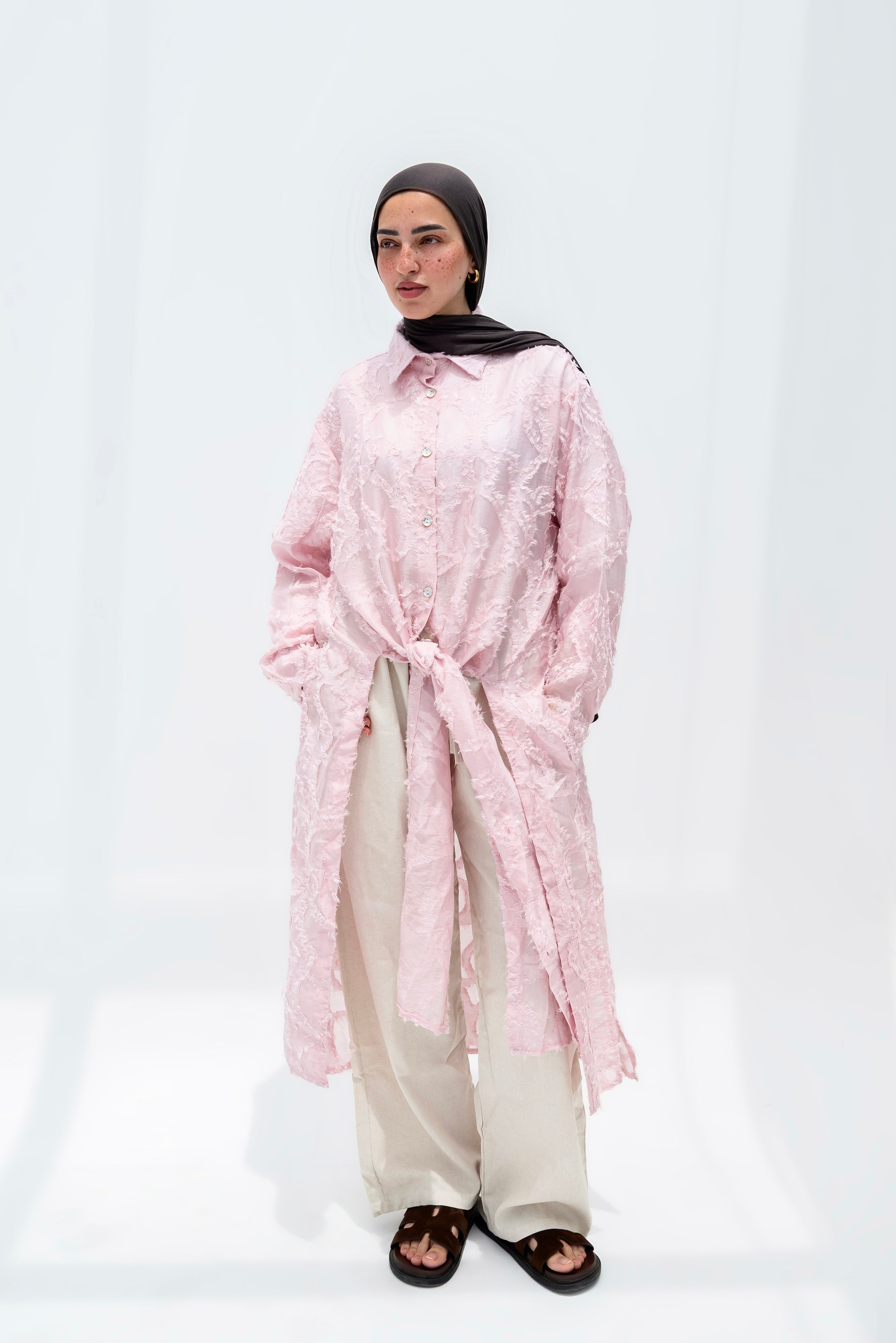 WHISPER-TEXTURED LONGLINE KIMONO