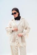 FRINGED LINEN-BLEND MATCHING SET
