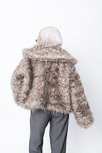 Comfy fur jacket in beige
