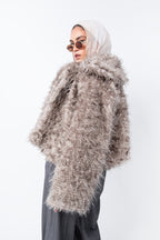 Comfy fur jacket in beige